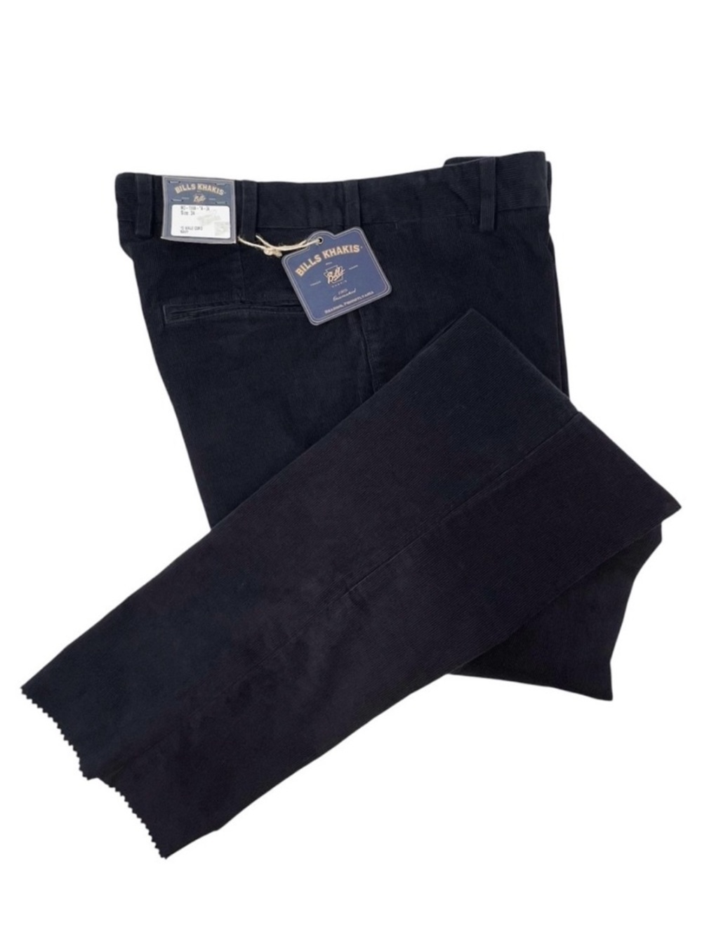 Bills Khakis Navy Blue Corduroy Pants Classic Fit Size 34 Waist Unhemmed New NWT